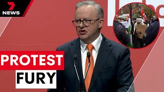 Walkouts and protests at Sydneys State Labor conference  7NEWS [upl. by Burrow]