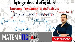 🎥 Integrales definidas ✅ teorema fundamental del cálculo 👌🏻 ejemplos  aprende fácil [upl. by Yecats]