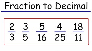 Math  How To Convert Fractions To Decimals [upl. by Stamata]