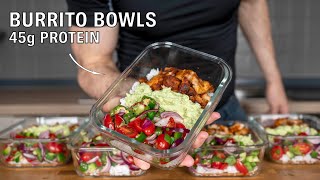 Meal Prep Burrito Bowls for the Week Low calorie High protein [upl. by Coplin]