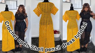 Open Shell stitch Crochet dress tutorial  easy tutorial Mihankushea [upl. by Cindelyn117]