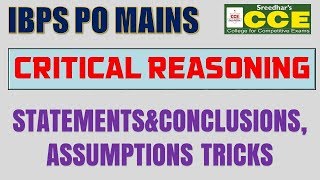 IBPS PO Mains MT 026  Critical Reasoning  Statements amp Conclusions Assumptions Tricks [upl. by Demakis106]