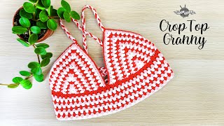 CROP TOP quotGrannyquot au crochet avec bonnet soutient gorge facile et rapide [upl. by Meehaf]