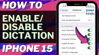 How to EnableDisable Dictation on iPhone 15 [upl. by Porcia146]