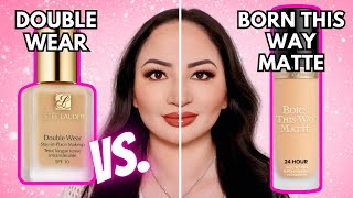 ESTEE LAUDER DOUBLE WEAR VS TOO FACED BORN THIS WAY MATTE FOUNDATION  Review amp Wear Test [upl. by Ause]