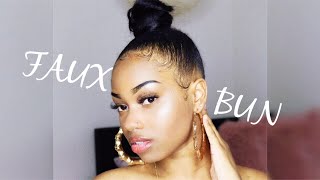 HOW TO TOP KNOT BUN ON SHORT HAIR  BABY HAIRS [upl. by Rosinski]