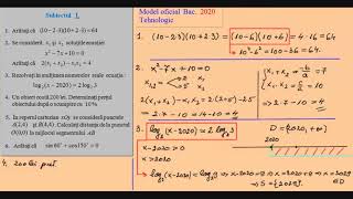 Model oficial de Bacalaureat la Matematica 2020 Profil Tehnic [upl. by Elwira]