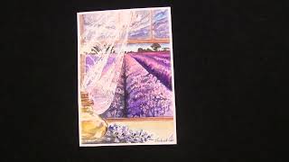 Tuscany Painting Lavender Landscape Watercolor Original Art shorts [upl. by Eatton]