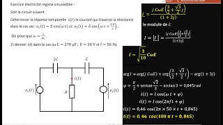 exercice délectricité régime sinusoïdale méthode des complexe circuit alimenté par 2 générateurs [upl. by Ulrikaumeko]