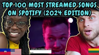 REACTION TO top 100 most streamed songs on spotify 2024 version  FIRST TIME WATCHING [upl. by Lecram]