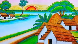 How to draw Scenery Nature  Oil Pastel colour  Beautiful drawing Kritika893 is live [upl. by Santana]