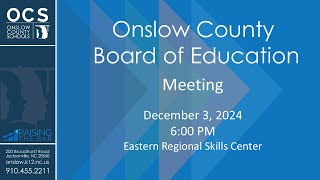 Board of Education Meeting — December 3 2024 — 6 PM [upl. by Ainegul]