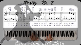 Waltz 2  Shostakovich  Piano Tutorial  Letter Notes [upl. by Eiramnaej]