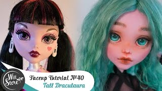 Faceup Tutorial №40 Tall Draculaura 17 OOAK Monster High Custom doll repaint by WillStore [upl. by Oznole566]