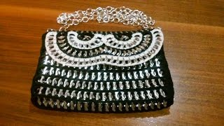 Como hacer un bolso de fiesta con anillas de lata BOLSO BLACK amp WHITE 2 [upl. by Ranilopa575]