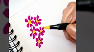 How to draw quick brush pen florals shorts [upl. by Nesilla]