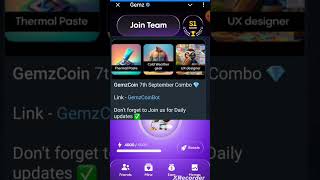 8th9th September 2024 Gemz Daily combo Cards Gemz Coin Daily Combo Get 5M free coins token [upl. by Irroc]