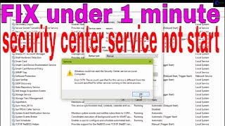 Solve windows Security center service could not started [upl. by Kcoj]