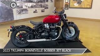 2023 Triumph Bonneville Bobber Jet Black TBJ4535WSE [upl. by Attolrac]