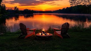 The meditative sounds of fire and the sound of the lake will help you relax and relieve stress [upl. by Llemaj]