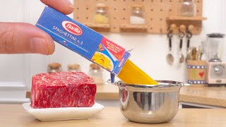 How to make Miniature Spaghetti Meatballs  Miniature Cooking Recipe  Tiny Cakes [upl. by Ardnoyek111]