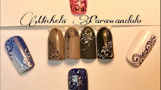 NAIL ART RICCIOLI E GHIRIGORI GEL PAINTING  linee sottili [upl. by Gaynor]