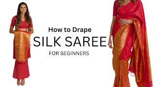 How to Drape Silk Saree for Beginners  How to Wear Saree for Beginners  Tia Bhuva [upl. by Raynell]