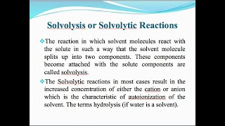 Solvolysis Solvation And Complex Formation Reactions In Non Aqueous Solvents UrduHindiEnglish [upl. by Jaffe]