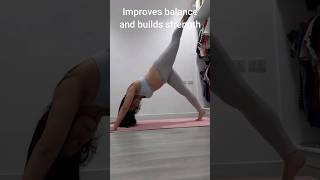 Threelegged dog yoga pose benefits shorts threeleggeddog downwarddogsplit [upl. by Philomena]