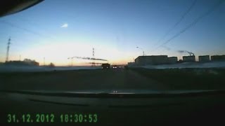 Russian meteor Amazing video of explosion as seen by drivers in Urals region [upl. by Staten]