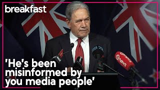 Winston Peters says Luxon misinformed by media  TVNZ Breakfast [upl. by Reham219]