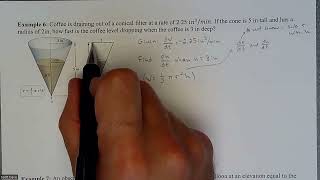 Calc 1  Related Rate – Coffee Draining from Filter Cone [upl. by Jewelle600]