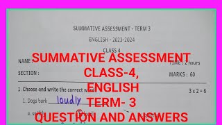 SUMMATIVE ASSESSMENT ENGLISH CLASS4TERM3 QUESTION AND ANSWERS [upl. by Ardnik683]