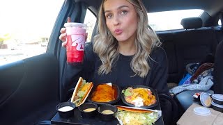 Taco Bell Mukbang NEW 7 layer nacho fries and Enchirito￼ [upl. by Colly298]