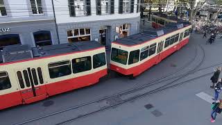 Triebzug der Forchbahn FBAusfahrt Bahnhof Stadelhofen ZH Richtung Forch ZH [upl. by Esoj]