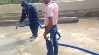 Water proofing of Fosroc cm 210 with Graco sprayer [upl. by Anitsirhk]