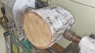 Woodturning  dead birch log [upl. by Mines131]