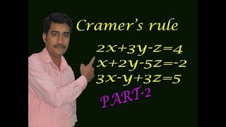 Solve for z using Cramers rule taking three equations examplePART2 [upl. by Aloibaf]