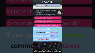 PyTask001  Python Basics Correct Syntax for Hello World Output [upl. by Nnaear652]