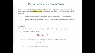 Polynomial Functions  Max Turning Points [upl. by Cherian]