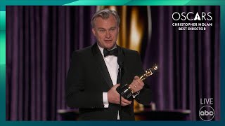 Christopher Nolan Wins Best Director for Oppenheimer  96th Oscars 2024 [upl. by Akirahs]