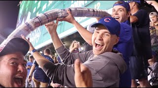 MLB record INSANELY LONG cup snake with crazy Cubs fans in the Wrigley Field bleachers [upl. by Colb]