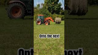 Helping a neighbor out tractor forks farming hay roundbales kioti summer trailer 4 asmr [upl. by Nirihs]