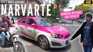 🇲🇽 NARVARTE MEXICO CITY  Condesa WITHOUT the EXPATS  4K CITY WALKAROUND  Mexico Travel 2022 [upl. by Bentlee538]