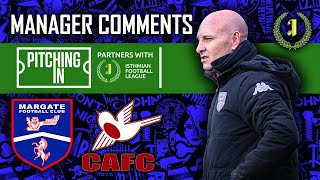 MANAGER COMMENTS LEAGUE19  CARSHALTON ATHLETIC FC H  9th December 2023 [upl. by Sitto]