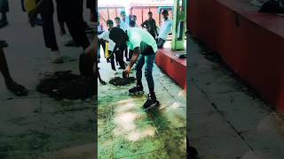 Skating shoes 🤣🤣🛼 স্কেটিং জুতা কিভাবে চালানো যায়। viralvideo funny comedy reels skatingshoes [upl. by Sinnod]