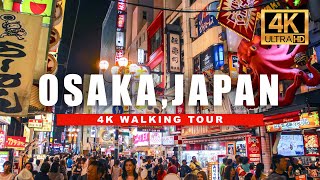 🇯🇵 JAPAN OSAKA NIGHT WALK 🐙 DOTONBORI FOOD STREET 4K HDR  60 fps [upl. by Elleral]