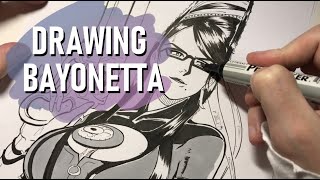 Drawing inking and shading Bayonetta [upl. by Virginia]