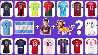 Guess first sondaughtersong jersey numbers Emoji Flag of football playerRonaldo Messi [upl. by Neyuq]