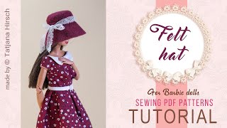 Felt hat for Barbie dolls Making tutorial DIY Cuickly and easy doll crafts [upl. by Hnao]